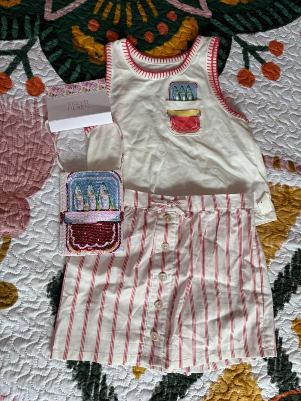 Sigrid Olsen Girls NWT Trendy Sardine Can Tank Top Skort Purse Set Kidcore